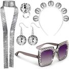 Conjunto de Acessórios de Festa Disco Tudomro anos 70 para Mulheres (5 peças)