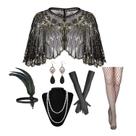 Conjunto de acessórios Flapper, chapéu de penas feminino GOHOY 1920s