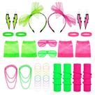 Conjunto de acessórios FRIUSATE 80s Fancy Dress 32 unidades para mulheres e crianças