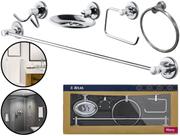 Conjunto De Acessórios Para Banheiro Lavabo Metal Polido 5 Peças Completo Atlas Original Conjunto De Acessórios Para Banheiro Lavabo Metal Polido 5 Peças Completo Atlas Original
