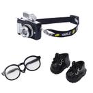 Conjunto de acessórios para bonecas, mini óculos QIXINGWISE, câmera e sapatos