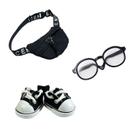 Conjunto de acessórios para bonecas QIXINGWISE para boneca de 17 cm com óculos, bolsa