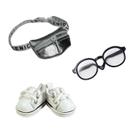Conjunto de acessórios para bonecas QIXINGWISE para boneca de 17 cm com óculos, bolsa