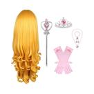 Conjunto De Acessórios Para Fantasia De Princesa Elsa: Peruca, Luvas, Varinha, Coroa E Joias Para