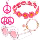 Conjunto de acessórios para fantasias infantis Tondiamo Hippie, 5 peças rosa