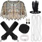 Conjunto de acessórios PLULON 1920s Flapper Sequin Shawl Headband Conjunto de acessórios PLULON 1920s Flapper Sequin Shawl Headband