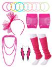 Conjunto de acessórios SHENYI 80s para mulheres: bandana, pulseira, etc (rosa)