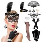 Conjunto de acessórios XLSXEXCL, 9 peças para mulheres, traje preto dos anos 1920