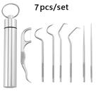 Conjunto de aço inoxidável toothpick conjunto ferramentas limpeza oral portátil dente fio dental
