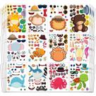 Conjunto de adesivos Aowplc Make-a-Face Animal para crianças com 48 folhas