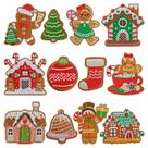 Conjunto de adesivos de Natal HWQVA para passar a ferro, 12 peças bordadas