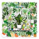 Conjunto de adesivos Green Plant, 50 peças de vinil impermeável para artesanato