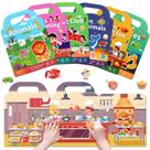 Conjunto de adesivos Lerifer reutilizável, 6 livros para crianças de 1 a 3 anos