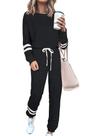 Conjunto de Agasalho PRETTYGARDEN Dois Peças Listrado Preto G