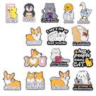Conjunto de alfinetes de broche, desenho animado, animal, cachorro, gato, corgi, blusa
