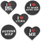 Conjunto de alfinetes de broche Funny Heart Design Black Alloy Enamel