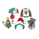 Conjunto de alfinetes de broche, suéter de árvore de desenho animado de Natal, bastão de doces