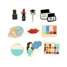 Conjunto de alfinetes de broche, tema de maquiagem, liga, esmalte, crachás de lapela