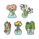 Conjunto de alfinetes de broche, vaso de flores colorido, esmalte, planta, blusa Pi