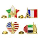 Conjunto de alfinetes de broche World Landmark Flag em liga dourada Conjunto de alfinetes de broche World Landmark Flag em liga dourada