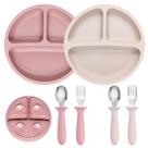 Conjunto de alimentação para bebê Eascrozn com pratos de silicone, garfos e colheres