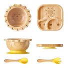 Conjunto de alimentação para bebês BABY REMEMBER: ventosas de bambu, garfo e colher