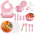 Conjunto de alimentação para bebês Catvegue 17 unidades de silicone rosa sem BPA