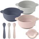 Conjunto de alimentação para bebês Eascrozn Silicone com sucção 3 tigelas e 3 colheres