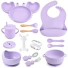 Conjunto de alimentação para bebês mraisebossup Silicone, 15 peças com babador, prato, copo