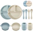 Conjunto de Alimentação para Bebês PandaEar - Silicone, 2 Divisórias e Ventosa