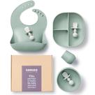 Conjunto de alimentação para bebês SAmigo Silicone Suction Bowl Plate Bib 6+M