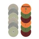 Conjunto de almofadas de polimento de diamante HIGHDRIL Dry/Wet 12 unidades/4 conjuntos de 100 mm