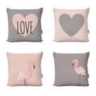 Conjunto de Almofadas Rosa Love Flamingos Para Sofá Sala de Estar 40x40 Personalizadas Novadecora