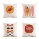 Conjunto de Almofadas Terracota Flamingos Para Sofá Sala de Estar Cama Decoração 40X40 Novadecora