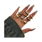 Conjunto De Anéis Abertos Grossos Em Ouro E Prata Para Mulheres, Acessórios De Moda Em 8 Peças