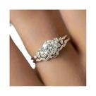 Conjunto De Anéis De Casamento Elegantes Em Zircônia 2 Peças Joias De Noiva Destacáveis Acessórios