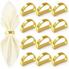 Conjunto de anéis de guardanapo 12 APTWOW Metal Bright Gold Semicírculo