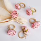Conjunto de anéis de guardanapo FEKIDO Handcraft Flower Pink Peony x6 Conjunto de anéis de guardanapo FEKIDO Handcraft Flower Pink Peony x6