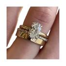 Conjunto De Anéis De Luxo Femininos Com Zircônia Cúbica Oval, 3 Peças Destacáveis, Acessórios Para