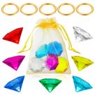 Conjunto de anéis de ouro ZCYSRLQIN de 12 peças com gemas de acrílico e bolsa