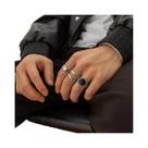 Conjunto De Anéis Geométricos Vintage Góticos Em Prata Para Homens, Anel De Dedo Em Aço Titânio