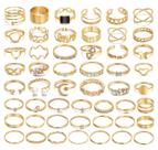Conjunto de anéis Knuckle Rings IFKM Gold Vintage empilhável para mulheres