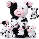 Conjunto de animais de pelúcia Sumind Cow Mommy com 4 filhotes fofos