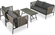 Conjunto de Àrea Externa Haven com 1 Sofá, 2 Poltronas 1 Mesa - Cinza