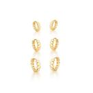 Conjunto de Argolas Banhadas a Ouro com Bolinhas Lisas - Trio