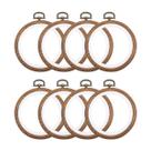 Conjunto de argolas de bordado, mini, 8 peças, 8 cm, madeira imitada, plástico