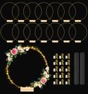 Conjunto de argolas florais de metal Hollyfly 12" dourado, 15 conjuntos com LED