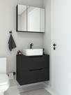 Conjunto de armário banheiro acácia mdf 15mm com cuba oslo marmorite e espelheira design premium