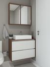 Conjunto de armário banheiro jatobá plus mdf 15mm com cuba marmorite leblon e espelheira design premium Conjunto de armário banheiro jatobá plus mdf 15mm com cuba marmorite leblon e espelheira design premium