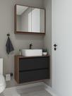 Conjunto de armário banheiro jatobá premium mdf 15mm com cuba marmorite oslo e espelheira design luxo exclusivo